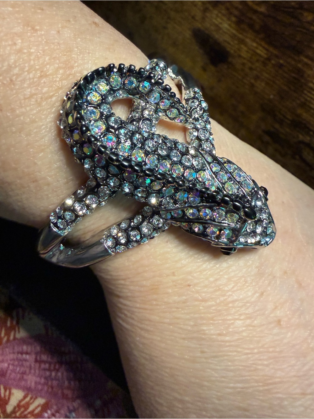 Crystal Pavé Lizard Bracelet - Iridescent Crystal